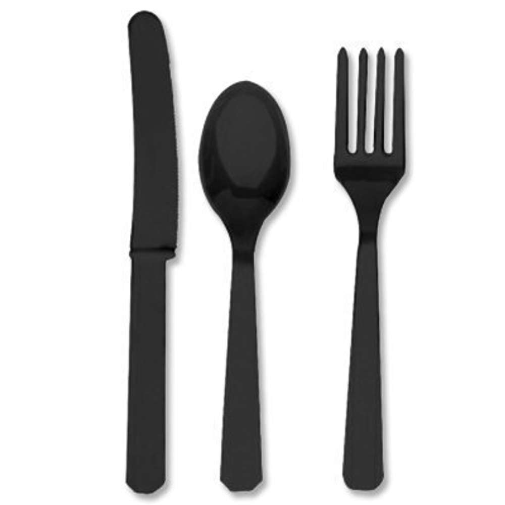 Столовые приборы Black 24шт пластиковые