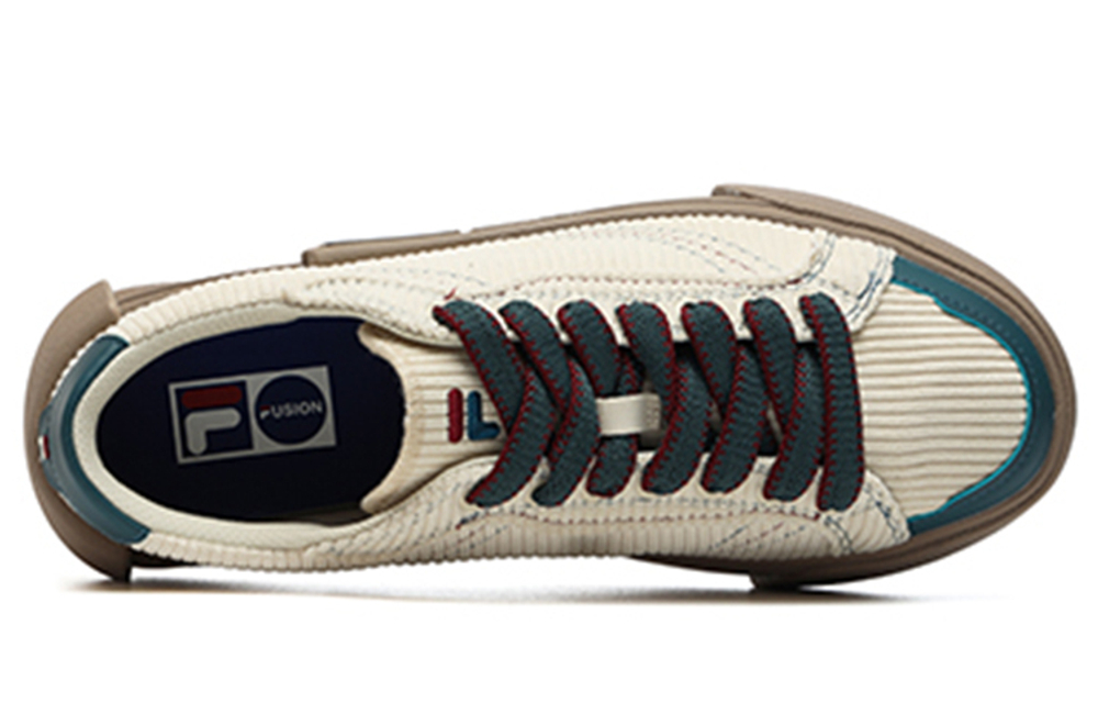 FILA FUSION FILA tide brand POP fabric synthetic leather non-slip wear-resistant low-top sneakers men's beige blue