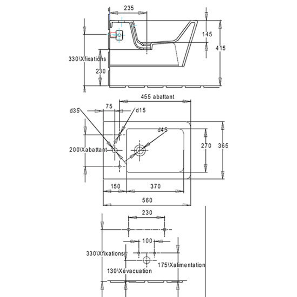 Биде подвесное Jacob Delafon Reve 56х36.5см. с сиденьем микролифт E4812-00 схема