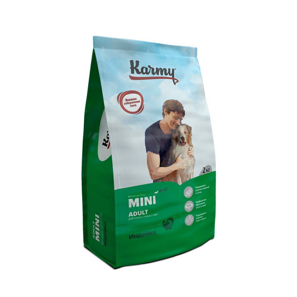 Cухой корм для собак мелких пород старше 1 года Karmy Mini Adult Индейка