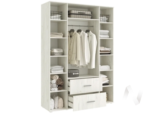 Шкаф 4-х ств (1600) без зеркала Спальня Фиеста NEW (дуб крафт белый/графит)