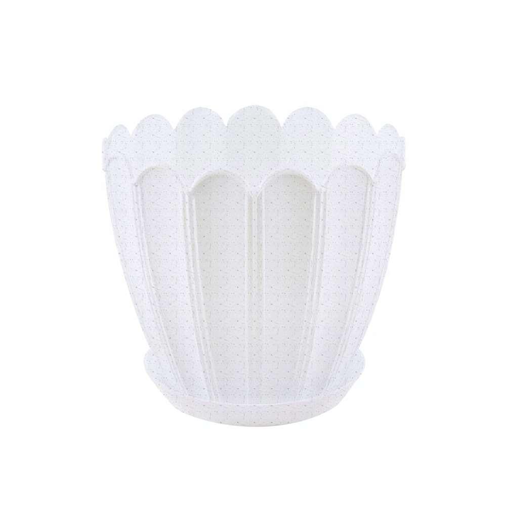 Кашпо "Хризантема" с поддоном 0,6л (бел)