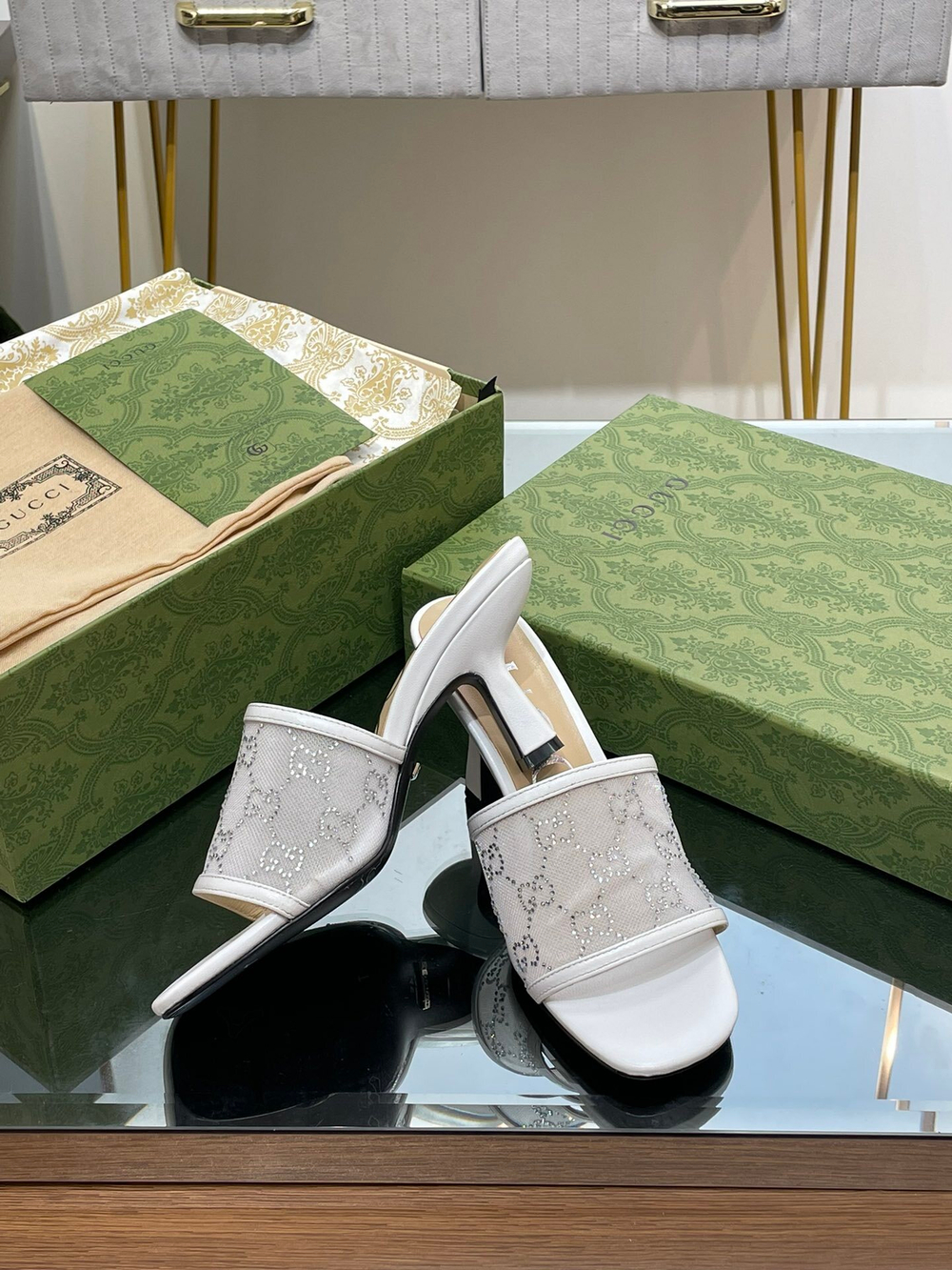 Gucci GG Mid-Heel Slide Sandal 7.5 cm