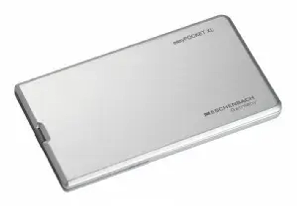 Лупа выдвижная асферическая Eschenbach EasyPocket XL 2,5x, 78x50 мм, с подсветкой, серебристая