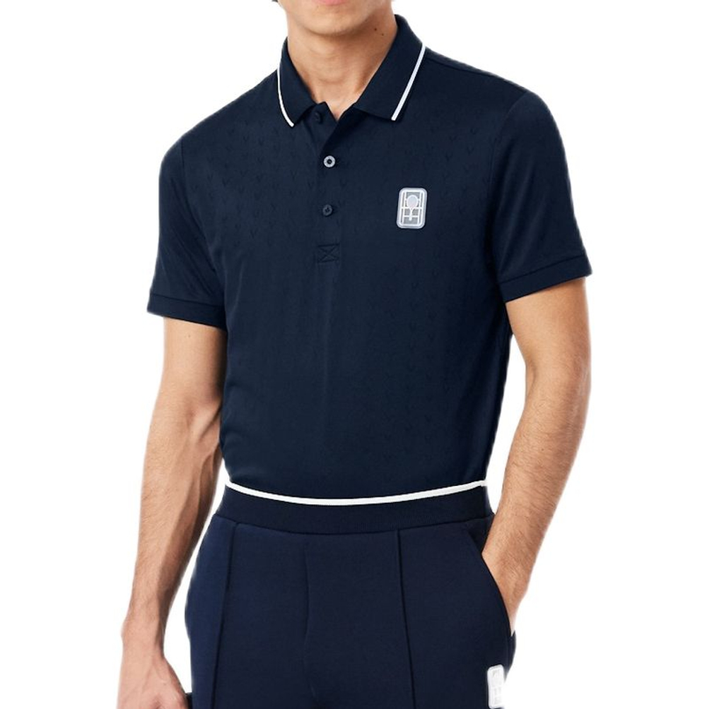 Мужское теннисное поло Lacoste Ultra Dry Heritage Tennis - navy blue