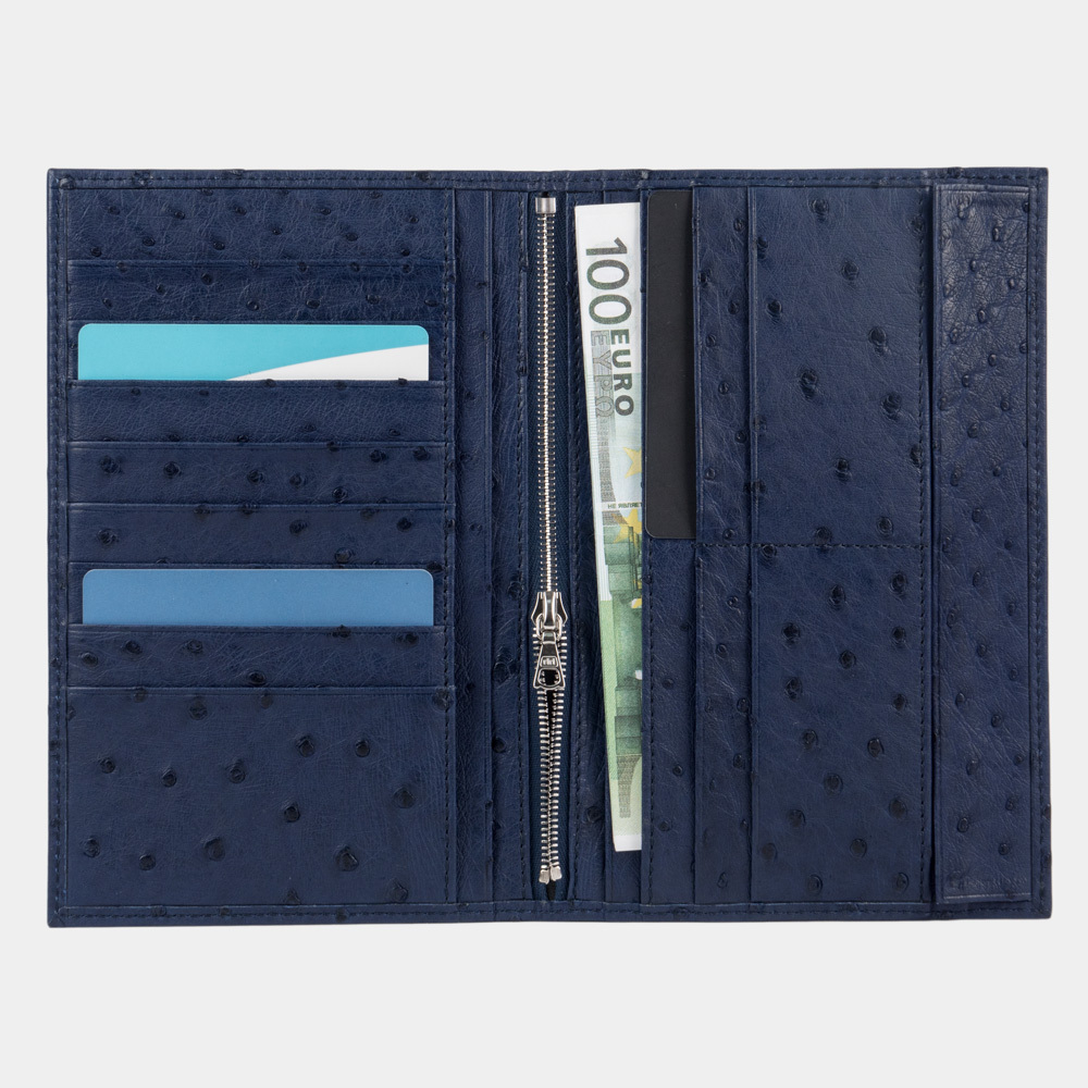 Кожаный длинный кошелек Secret+ синего цвета