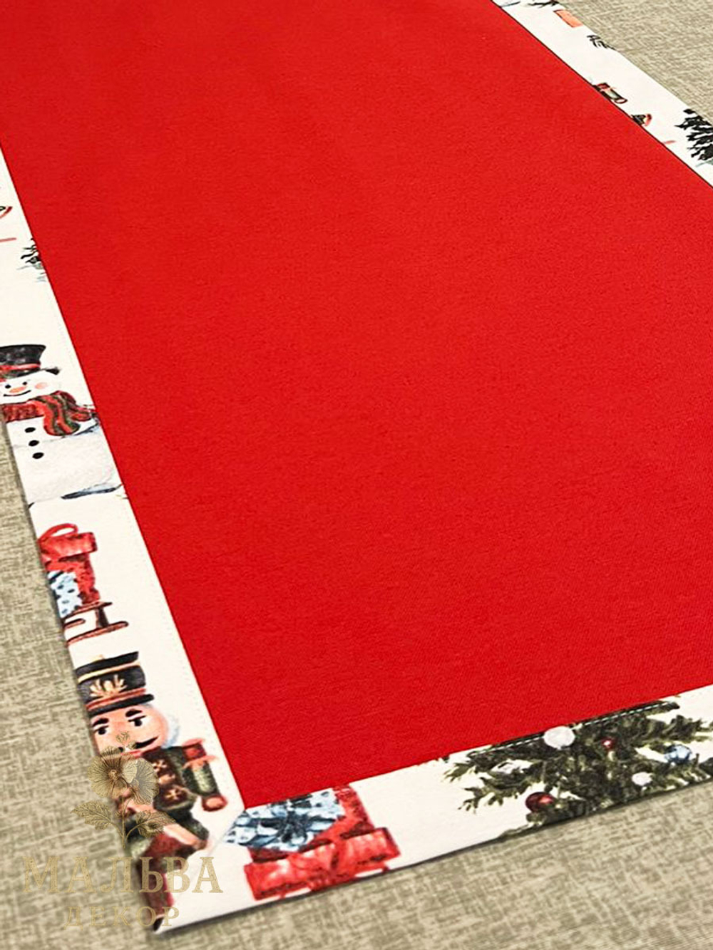 Декоративная дорожка на стол "Новый год" 140х40 см из ткани Duck