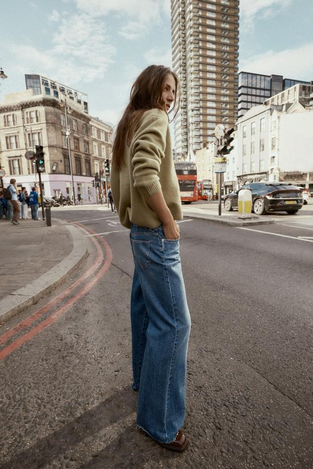 ZARA ДЖИНСЫ Z1975 WIDE LEG С ВЫСОКОЙ ПОСАДКОЙ, ИНДИГО