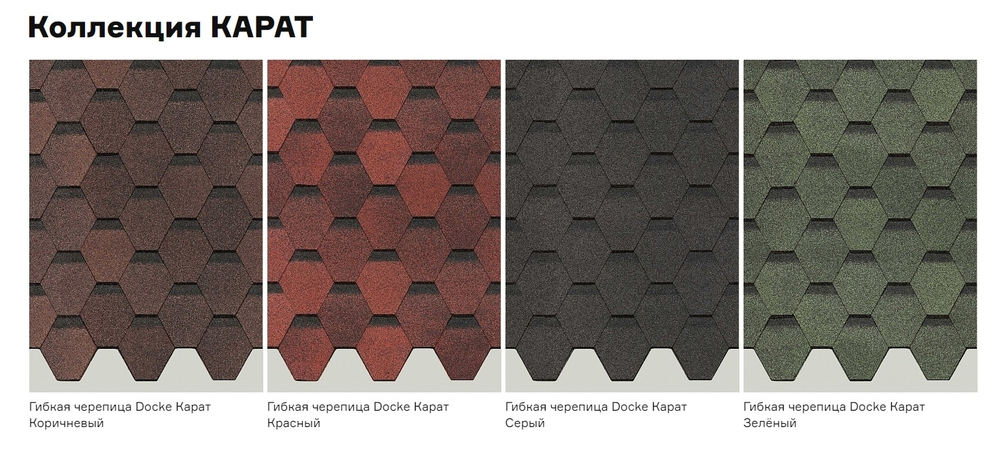 Гибкая черепица Döcke PIE EUROPA/KARAT Зеленый/Коричневый/Красный/Серый