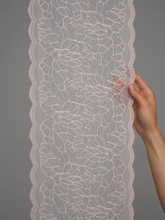 03-295 ОПТ Кружево эластичное 22 см, серебристый пион 168