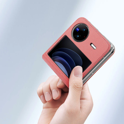 Чехол розового цвета с премиальной искусственной кожи для Vivo X Flip, серия Bril Series от Dux Ducis
