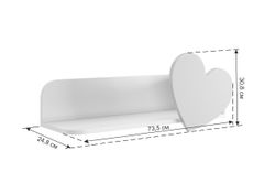 Полка навесная Сердечко "Зефир", (Белое дерево/пудра розовая (эмаль))