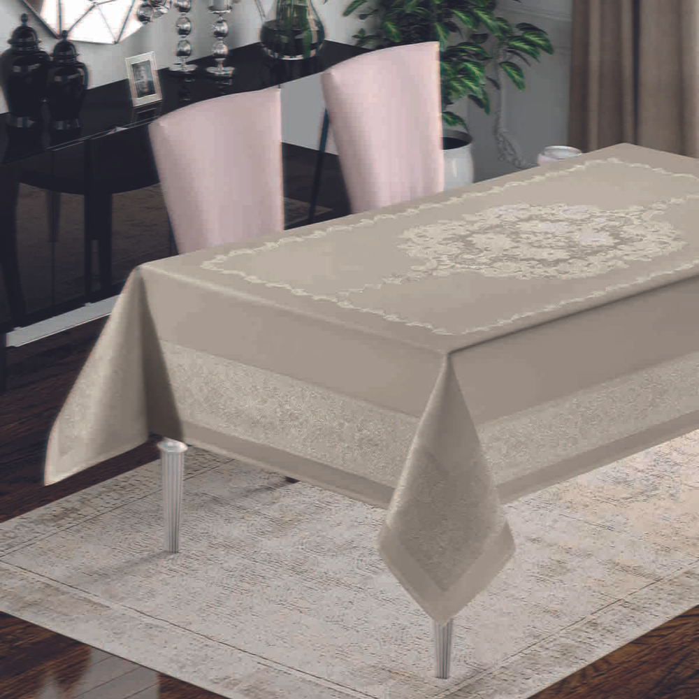 Скатерть 150x220 Arya home Sava бежевая