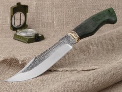 Нож "Алтай", сталь Bohler N690, рукоять зеленая стабилизированная берёза