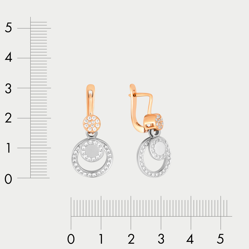 Серьги для женщин из розового золота 585 пробы со вставкой из фианитов (арт. С373-5201)