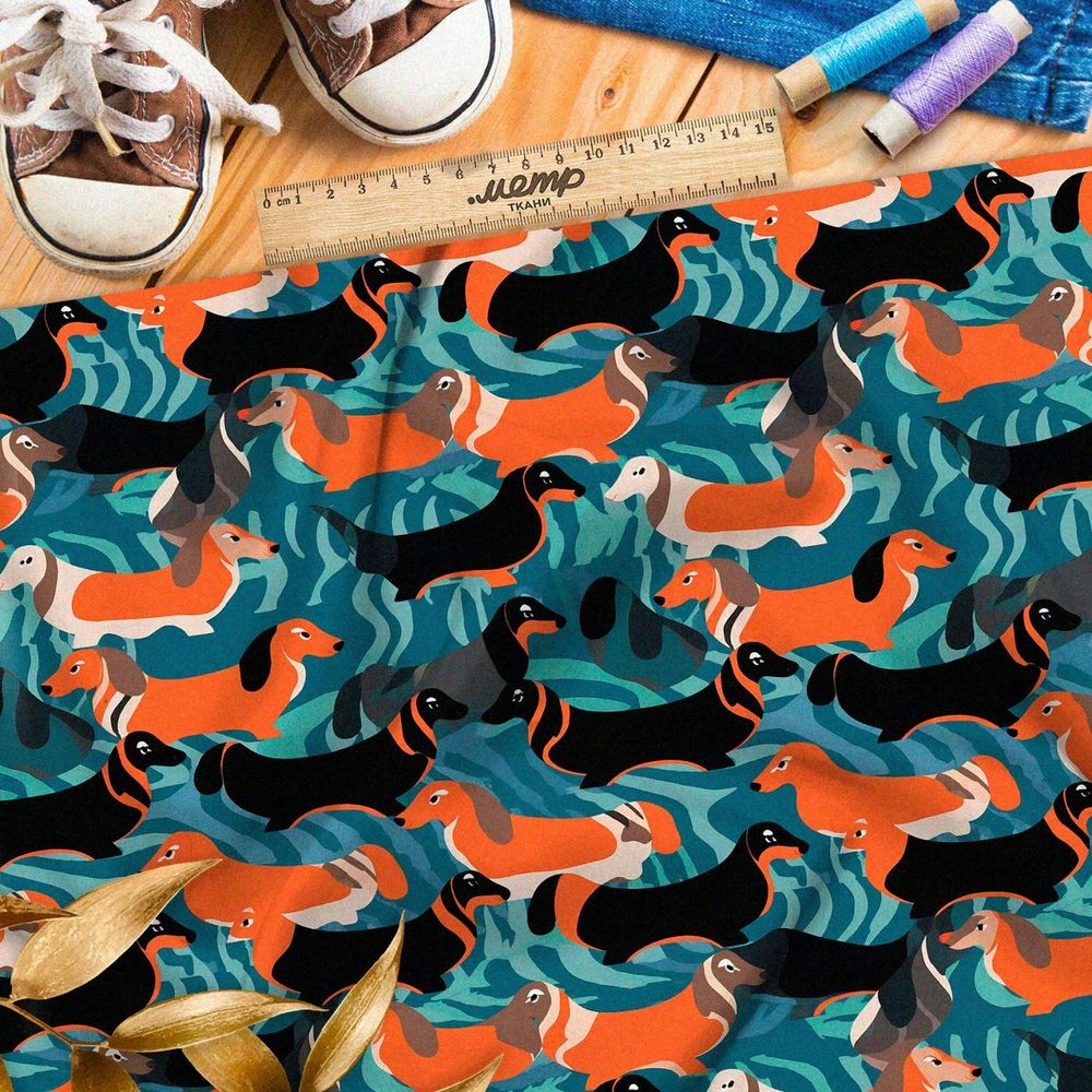 Ткань премиум дюспо абстрактные таксы