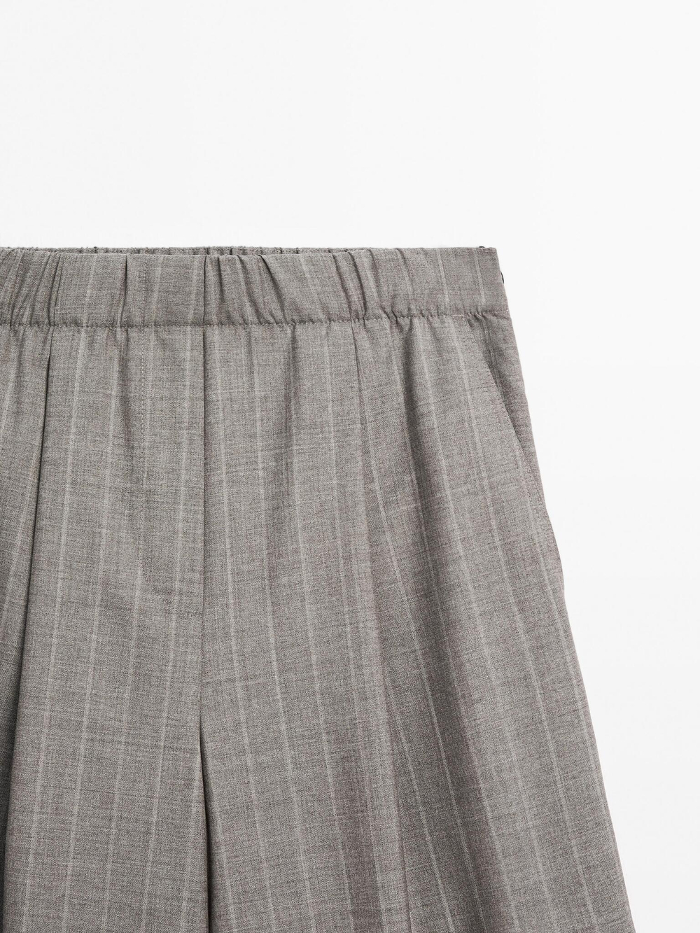 Massimo Dutti Брюки в тонкую полоску из 100% шерсти, серо-бежевый