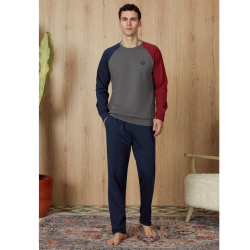 Мужская пижама темно-синяя с двухцветными рукавами Doreanse 4814
