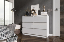 Комод Челси 1202 (6 ящиков), Белый глянец холодный, Белый