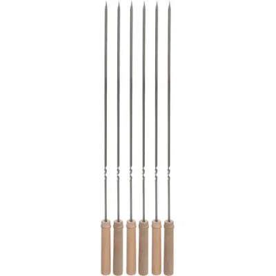 Набор шампуров 6 шт с деревянными ручками, длина 48 см, ширина 5 мм