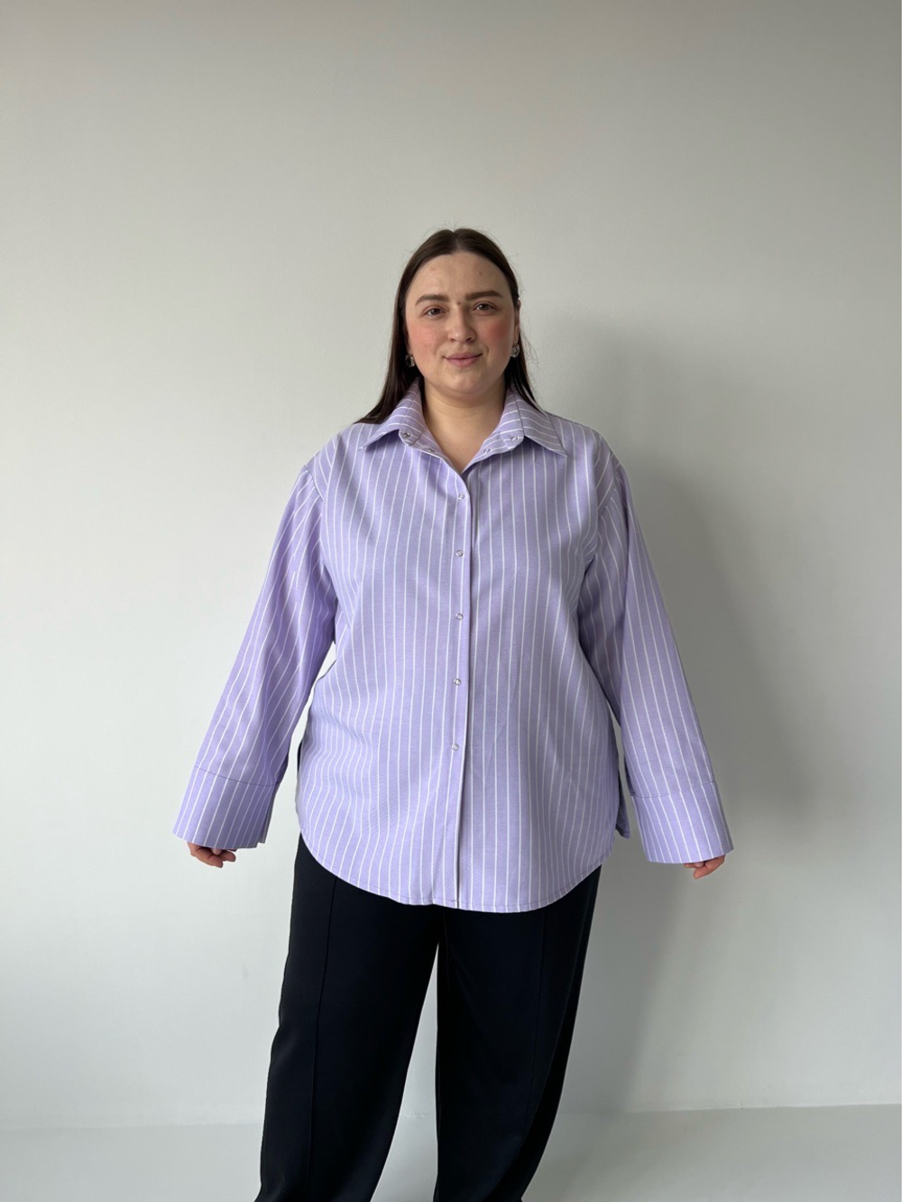 Рубашка базовая лаванда в полоску