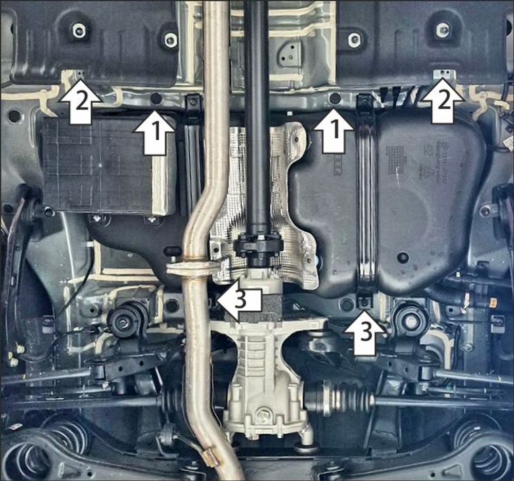 Защита абсорбера, топл. бака. 2 мм, Сталь для KGM Torres 2023-н.в., Motodor.72802