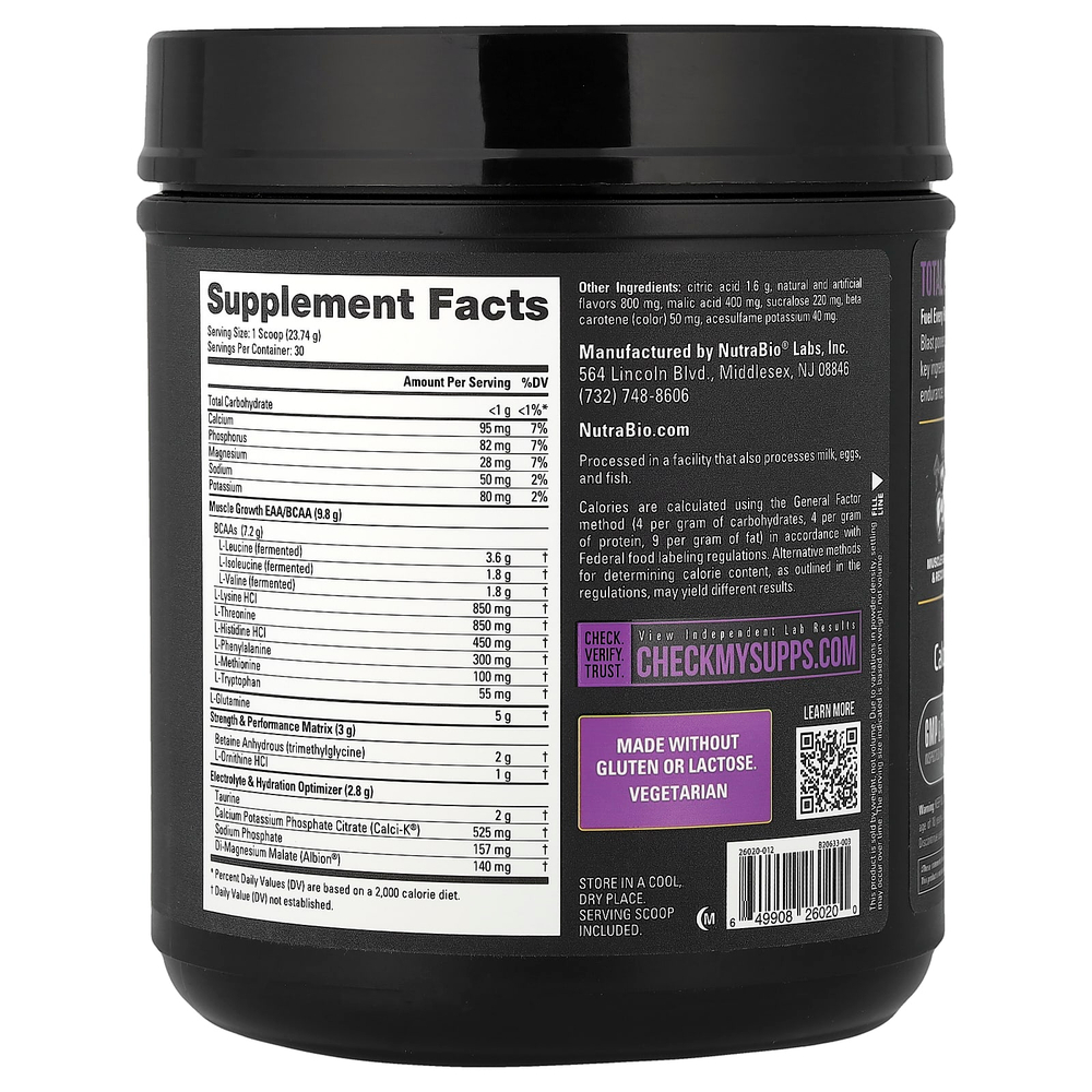 NutraBio, Intra Blast, аминокислотное топливо для приема во время тренировки, маракуйя, 712 г (1,6 фунта)