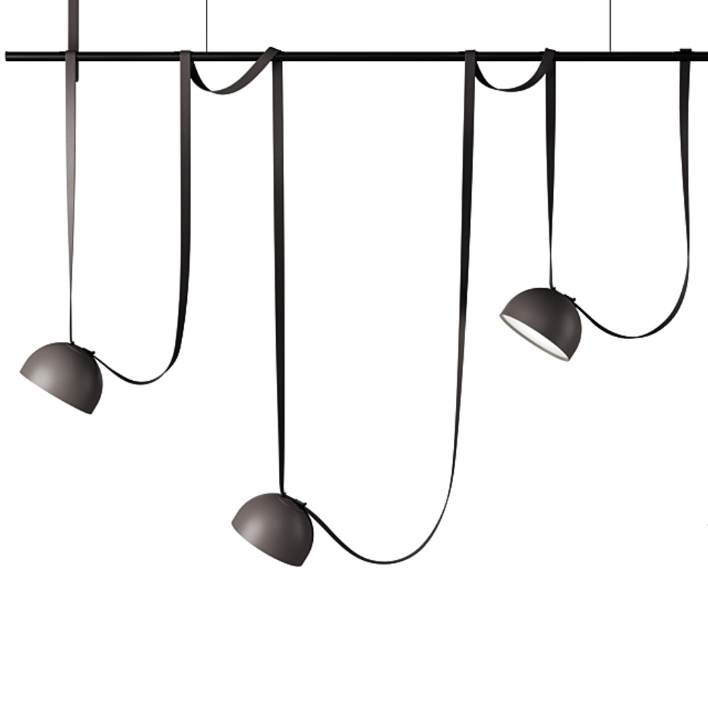 Pendant design lamp  Plusminus Semispheres by Vibia (3 lampshade ,  Black)