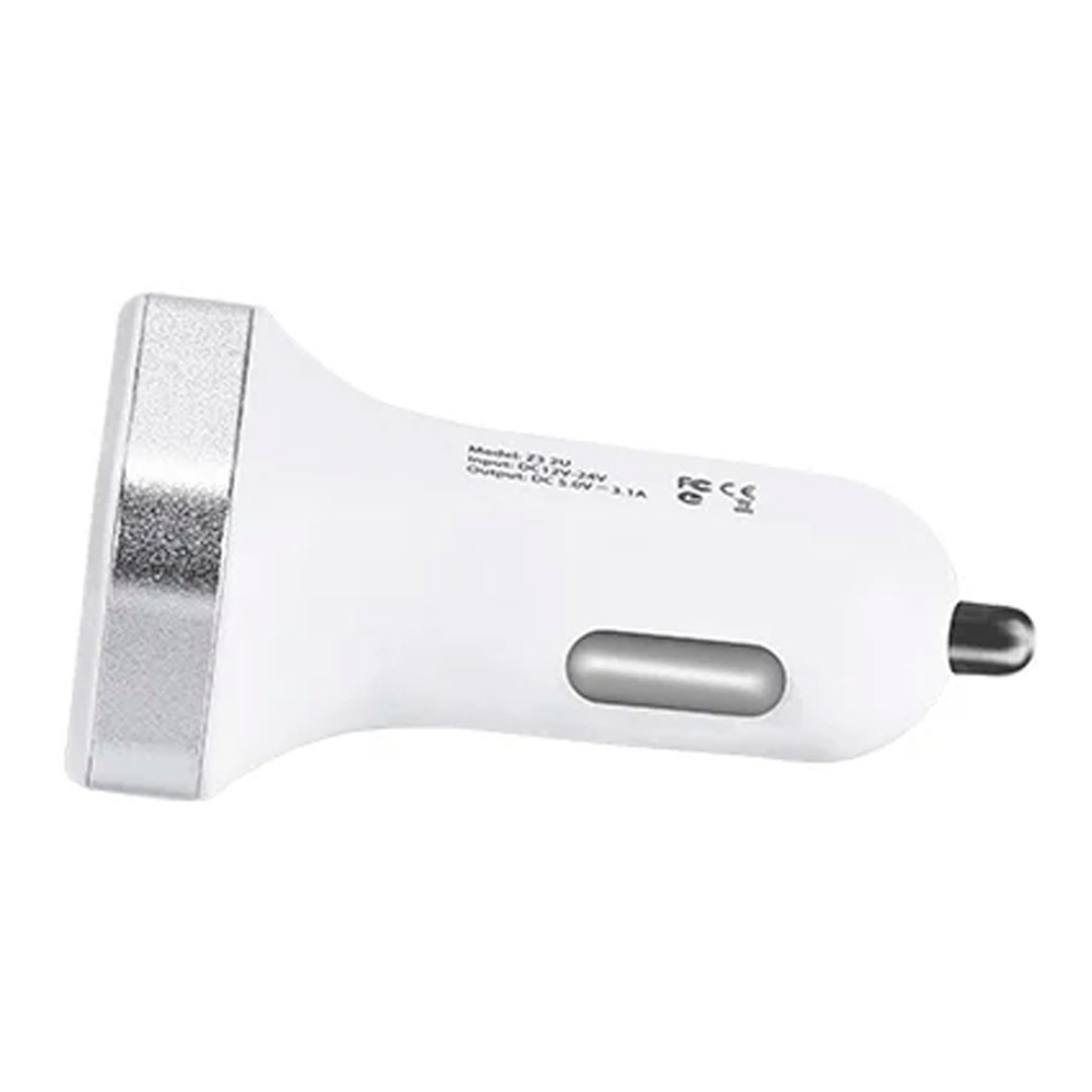Автомобильное зарядное устройство USB Hoco Z3 (15.5W, 2 порта, с дисплеем) Белый