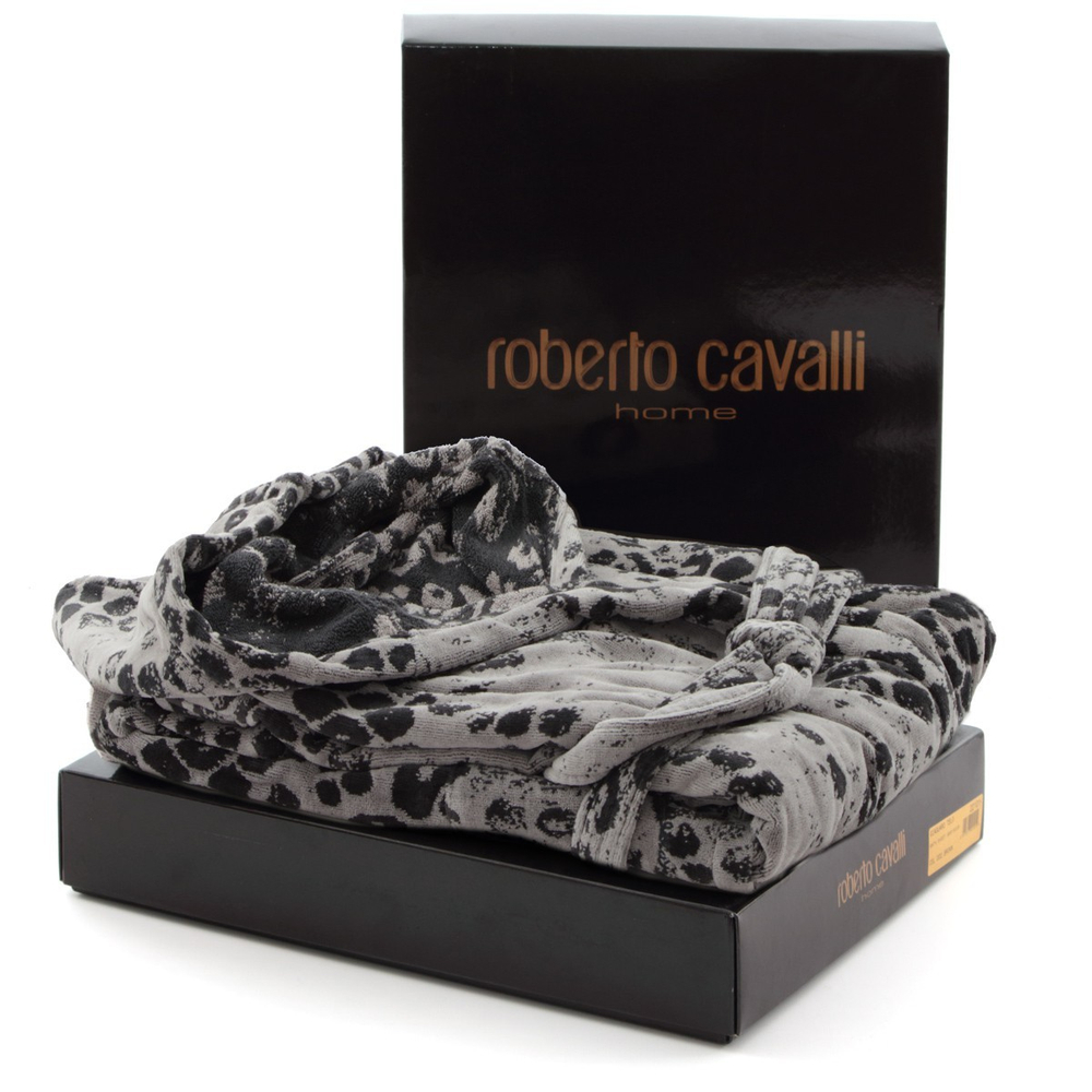 Халат велюровый Roberto Cavalli Giaguaro серый