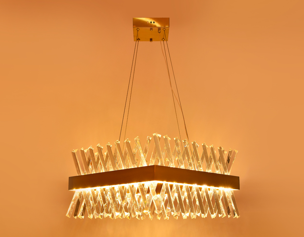 Хрустальный подвесной светодиодный светильник TR5318 GD/CL золото/прозрачный 144W 500*500*750 (Без ПДУ)
