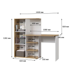 Стол письменный с ящиками Крафт Золотой/Белый, Лайт 1420, 145х61,2х128,2 см Горизонт