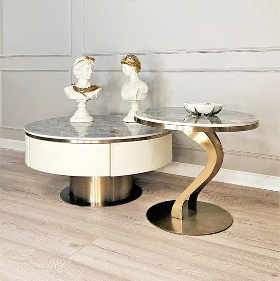 Комплект из 2 столиков 4279, керамика Amazon Green, латунь