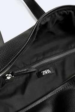 ZARA СУМКА-БОУЛИНГ SOFT С ТИСНЕНИЕМ, ЧЕРНЫЙ