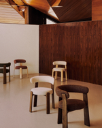 Granite Стул на 4 ножках из бежевого шенилла и массива ясеня в натуральной отделке