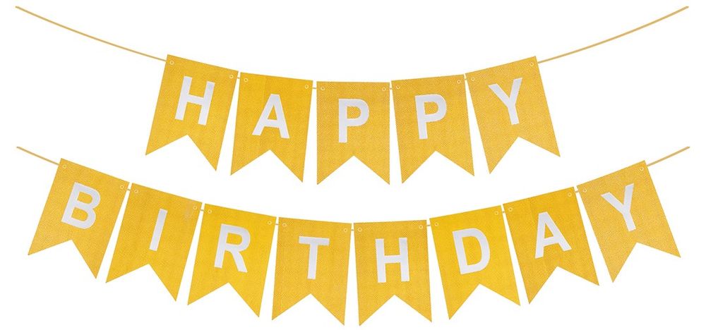 Гирлянда Флажки, Happy Birthday (фактура точки), Золото, Металлик, 500 см, 16*12 см, 1 упак.