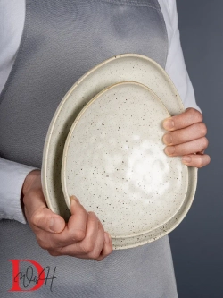 Набор посуды 2 тарелки мятый фарфор 20 см