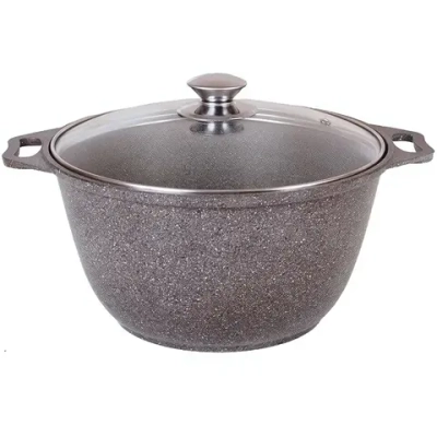 Кастрюля 3л «Marble Induction»(кофейный мрамор) со стеклянной крышкой кмки32а