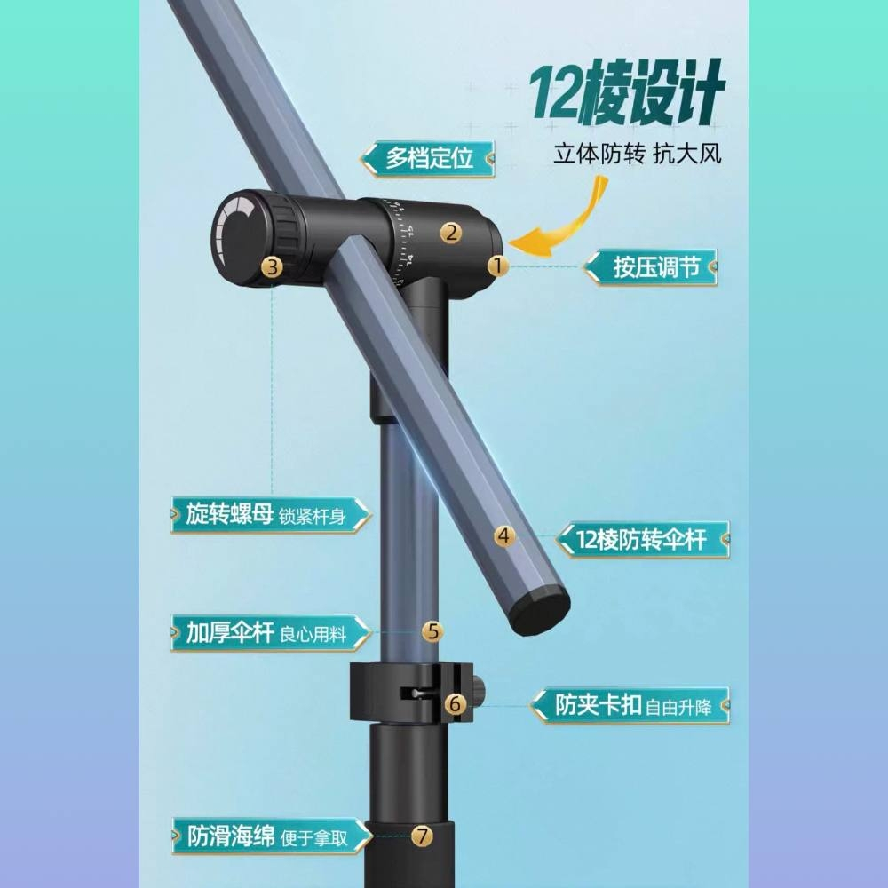 Зонт Handing (NEW) (с дополнительной регулировкой), 2.4 м, цвет синий