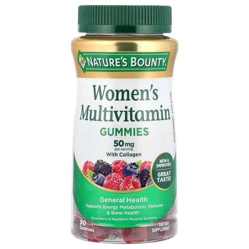 Nature's Bounty, Мультивитаминные жевательные мармеладки для женщин, ягодное и малиновое, 90 жевательных таблеток