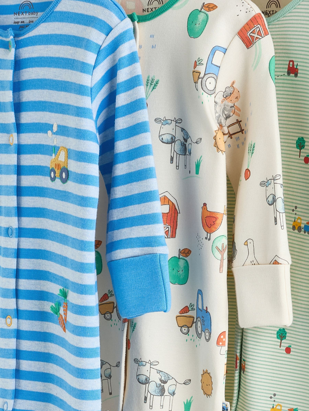 Комбинезон / Cлип для малышей Next AW3-062, 3 шт., Синий, Светло-зеленый