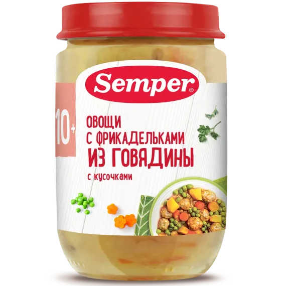 Пюре Semper овощи-фрикадельки говядина 190г с 10месяцев