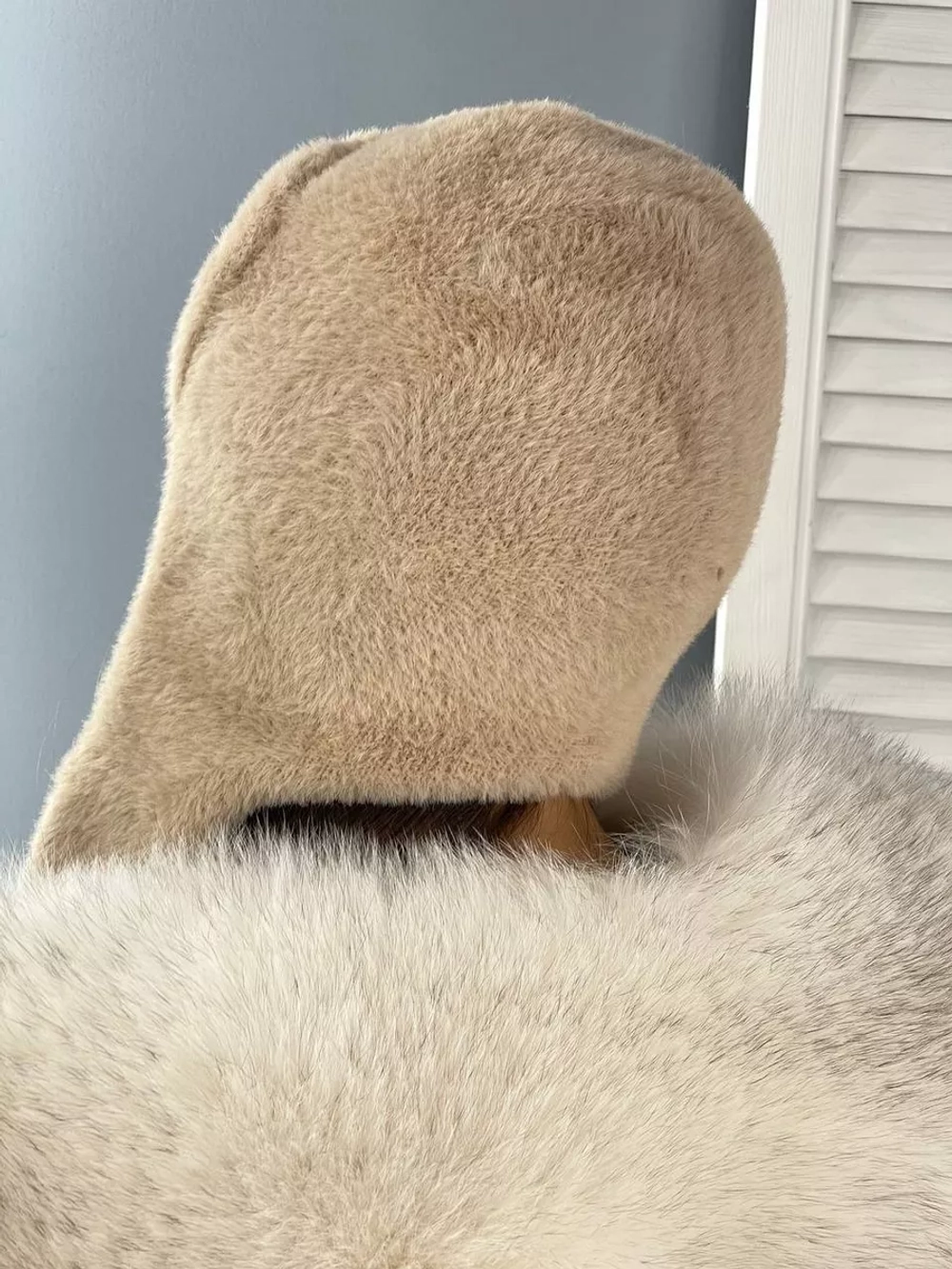 шапка ушанка зимняя пушистая из эко меха