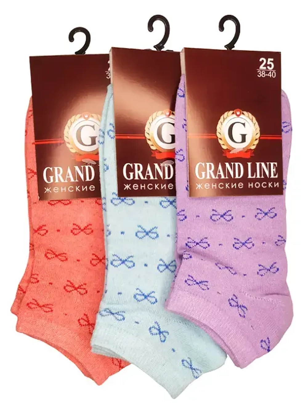Носки женские GRAND LINE (ЖК-08, бантики), р. 25 (н) (в)