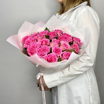 Букет из 19 розовых роз аква