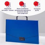 Папка-портфель пластиковая BRAUBERG "Energy" А4 (330х256х32 мм) без отделений синий (4 штуки в упаковке)