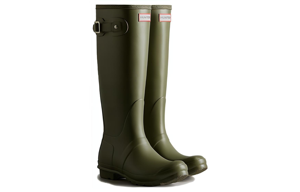 HUNTER Thermal Abrasion Resistant Slip Resistant Rain Boots Women"s Green
