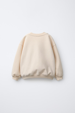 ZARA ТОЛСТОВКА С ВЫШИТОЙ НАДПИСЬЮ, ЭКРЮ