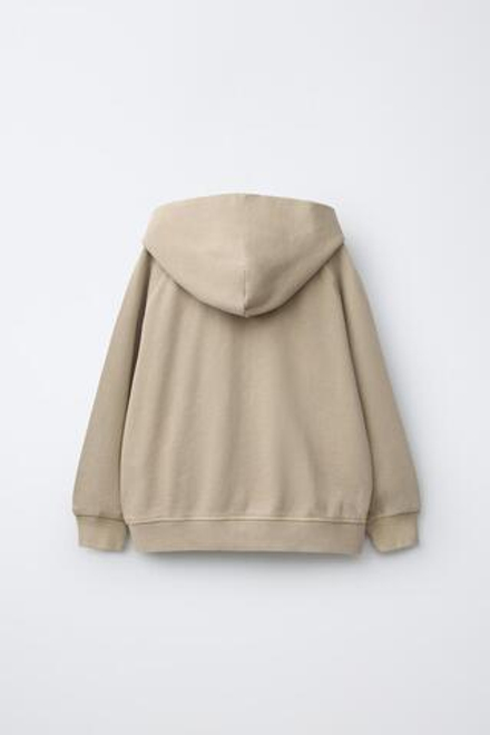 ZARA ОДНОТОННАЯ ТОЛСТОВКА НА МОЛНИИ, ПЕСОЧНЫЙ