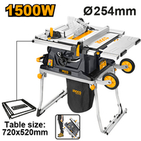 Настольная пила с ножками и колесами 1500Вт. 254мм INGCO TS15008 INDUSTRIAL